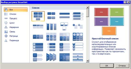 Создание блок-схемы с помощью SmartArt